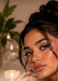 Portrait of a woman with radiant, glowing skin